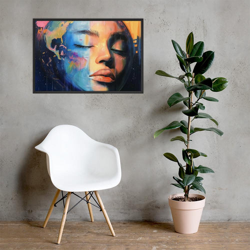 Abstract Woman Framed Poster: Colorful Earth Art Print