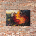 Castle Ablaze Framed Poster: Dramatic Matte Print