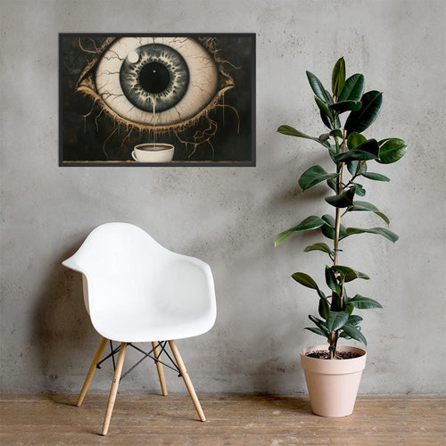 Caffeine Eye Framed Poster: Surreal Coffee Art Print