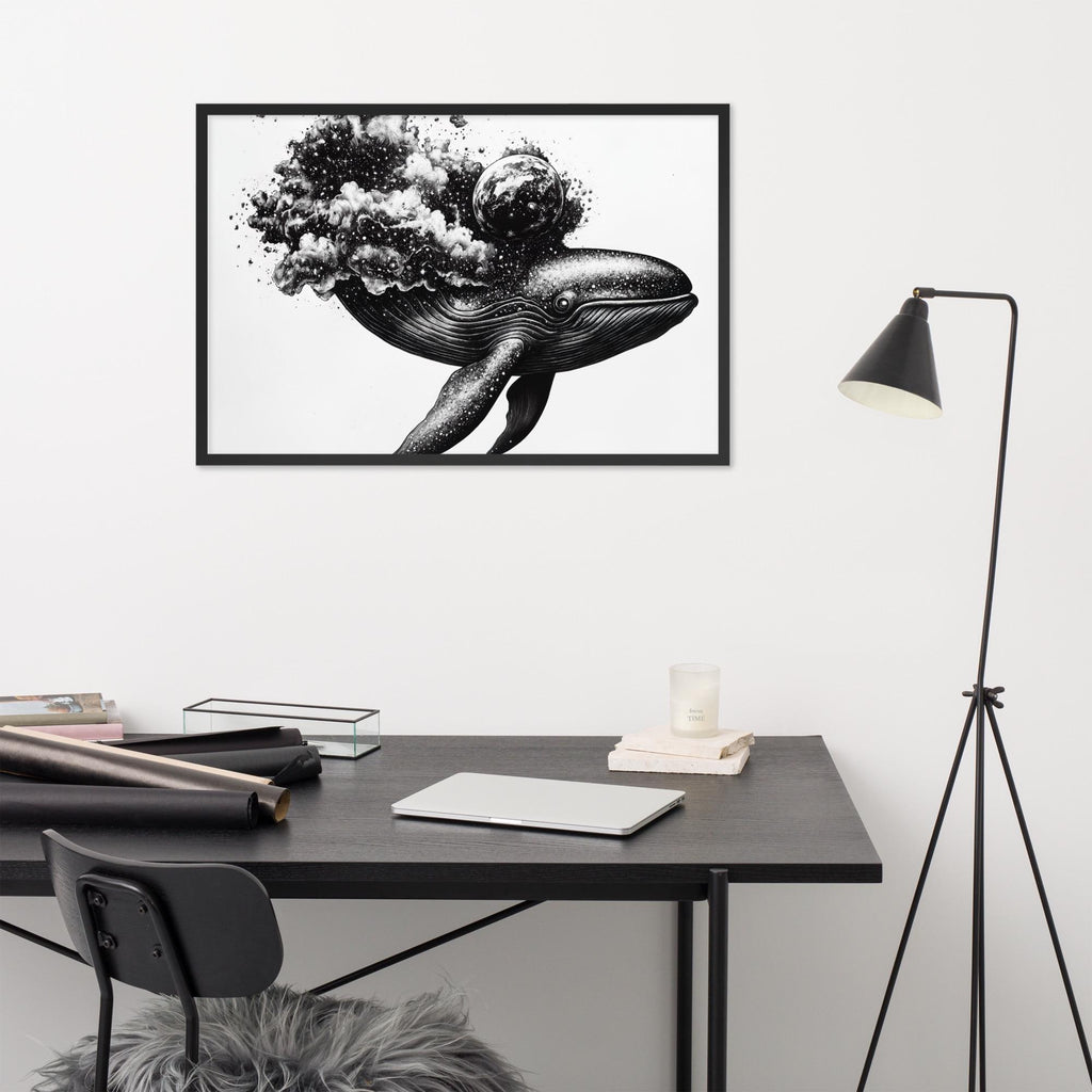 Lucid Whale Framed Poster: Space Galaxy Art Print