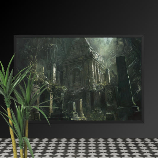 Ancient Temple Framed Poster: Thick Matte Paper, Black Frame