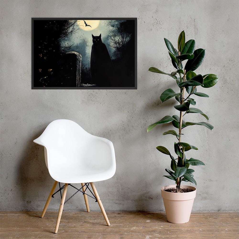 Lingering Guests- Framed Poster: Gothic Halloween Wall Art
