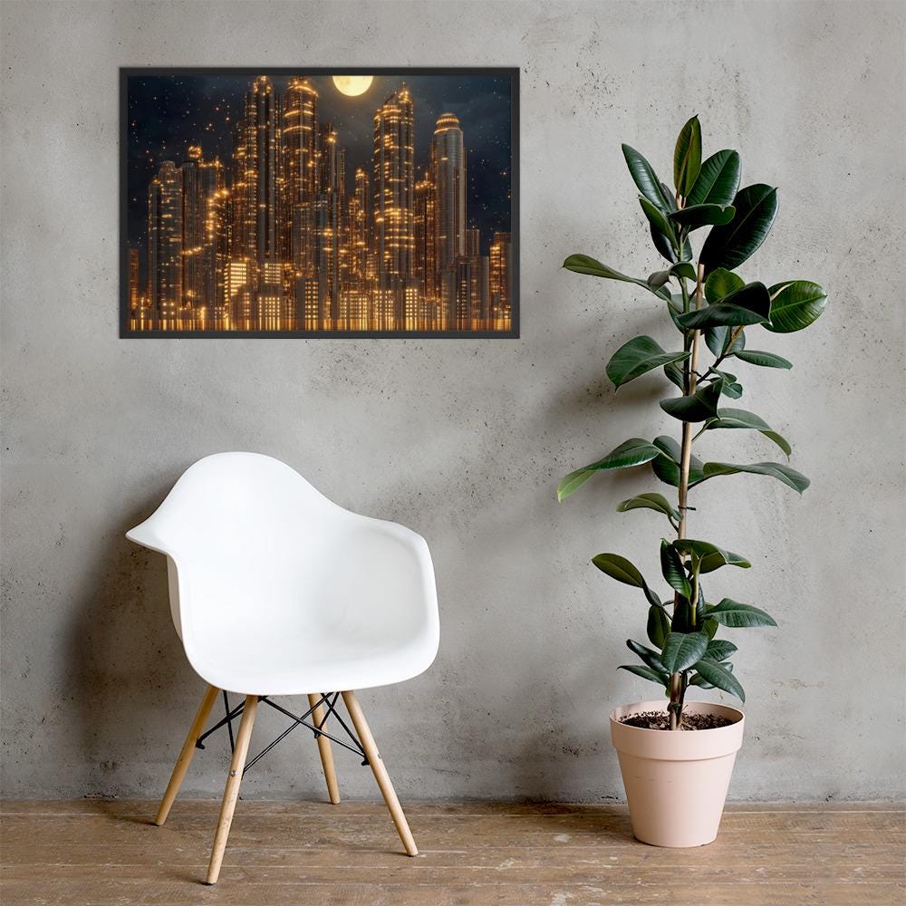Cityscape Night Poster: Luxurious Lights